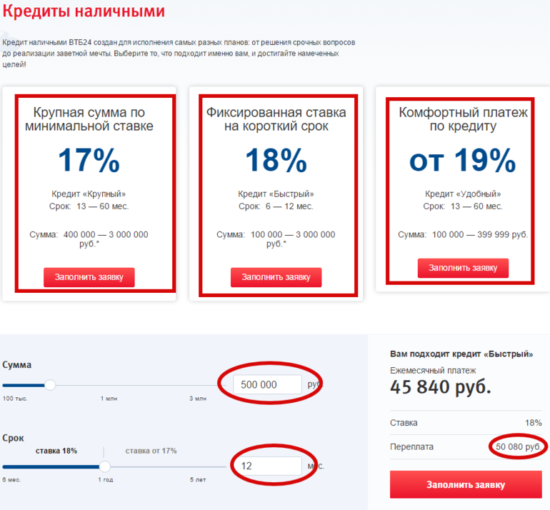 Как получить кредит в втб-24 наличными? — damoney