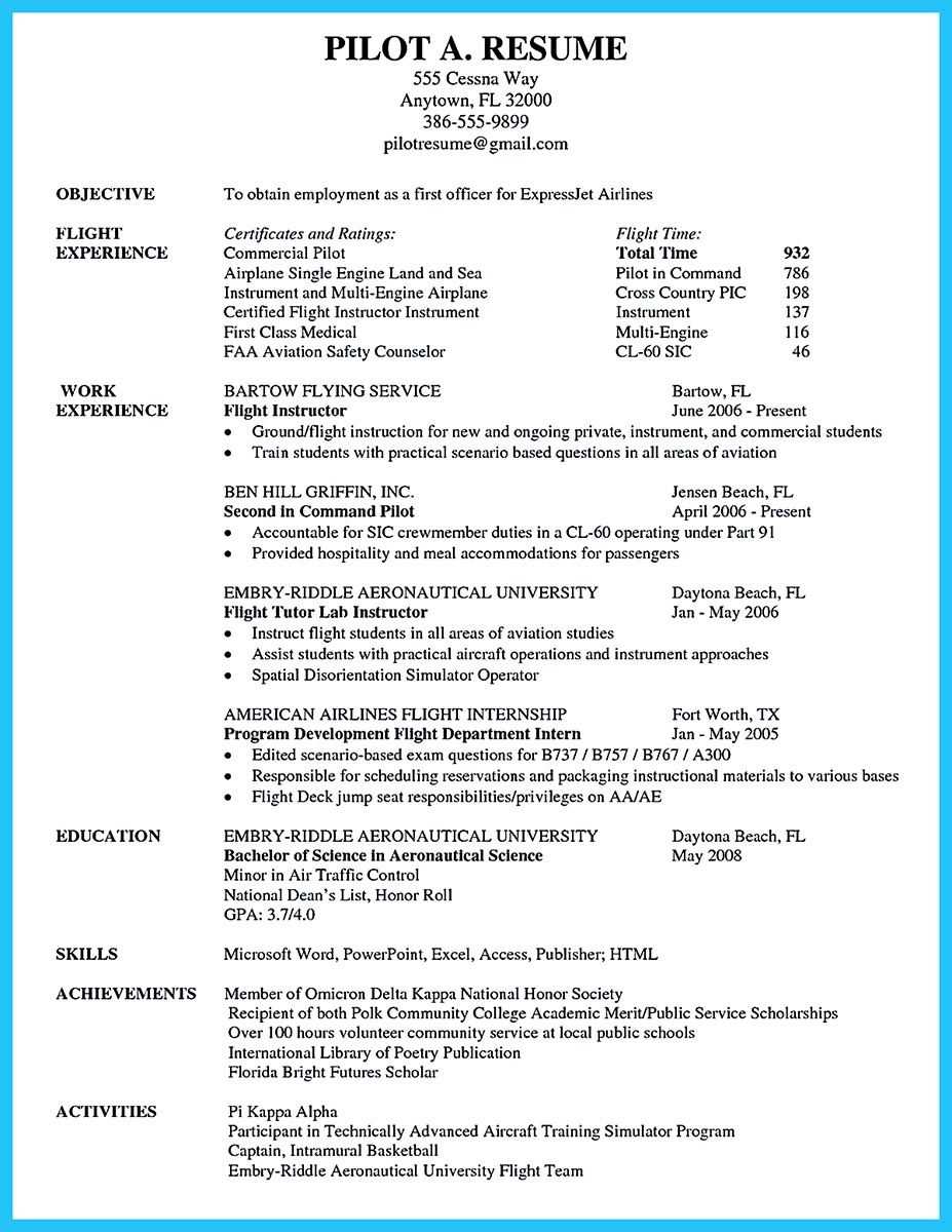 Persuasive pilot resume example - freesumes