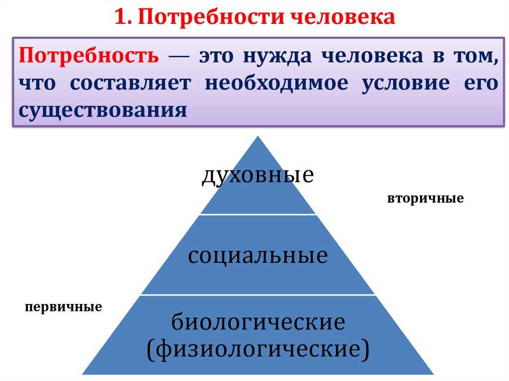 Что такое потребности человека? на какие виды они делятся и какие бывают?