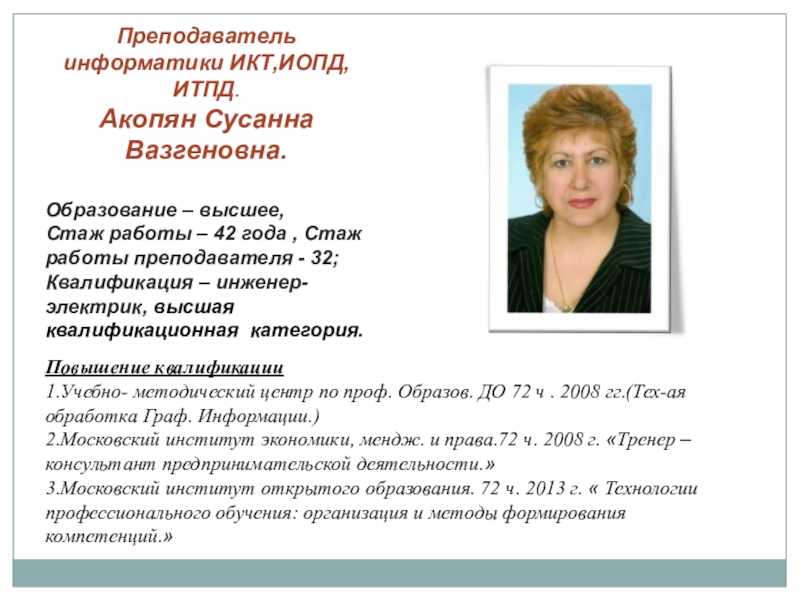 Образец резюме учителя 2024