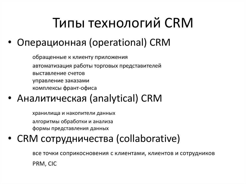 Основные типы crm систем