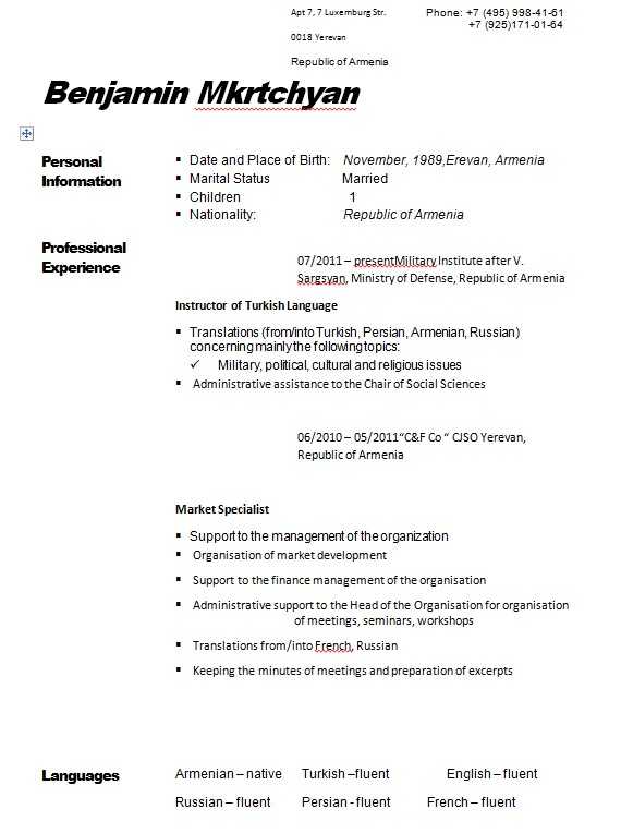 Translator resume examples