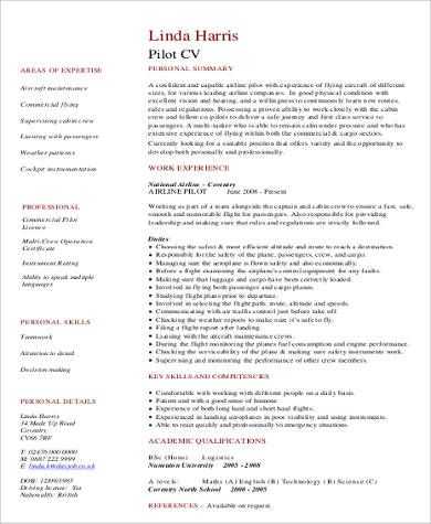 Free 8+ sample pilot resume templates in ms word | pdf