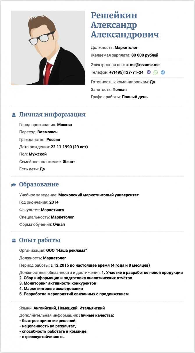 Скачать образец резюме маркетолога. обязанности, навыки, шаблон + готовые бланки