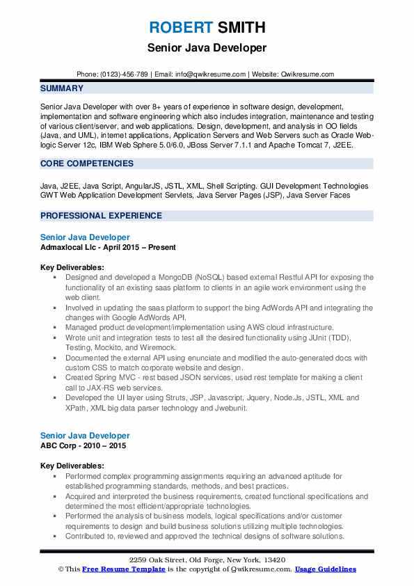 Best java developer resume examples - for 2024